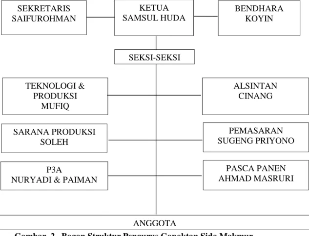 Gambar  2.  Bagan Struktur Pengurus Gapoktan Sido Makmur  Kewajiban-kewajiban pengurus Gapoktan Sido Makmur 