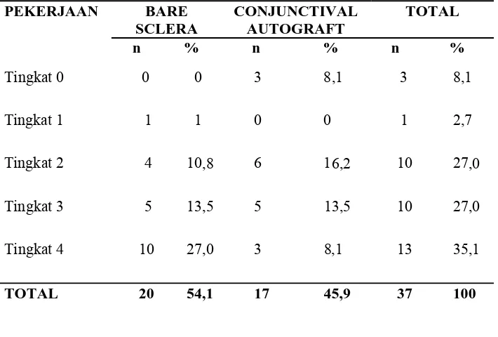 Tabel 5.1.1.4 Distribusi pekerjaan pasien yang dilakukan operasi pterygium 