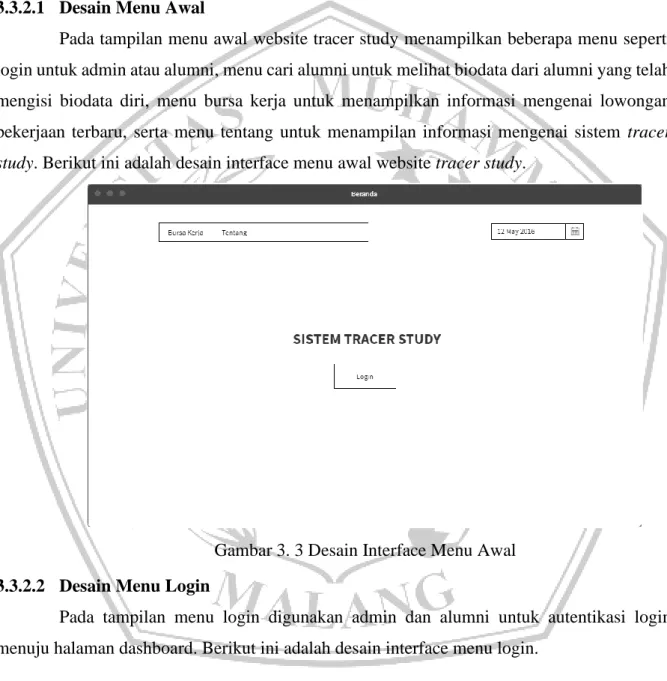 Gambar 3. 3 Desain Interface Menu Awal  3.3.2.2  Desain Menu Login 