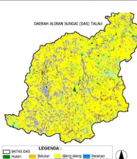 Gambar 6.  Peta tutupan lahan DAS Talau berdasarkan klasifikasi citra Landsat tahun 1999