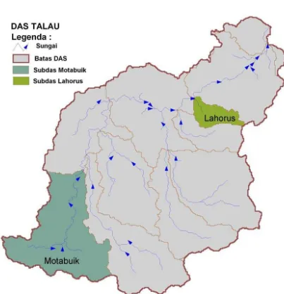Tabel 7.  Areal sub-catchment Lahurus dan Motabuik pada tahun 1999 dalam beragam tutupan lahan 