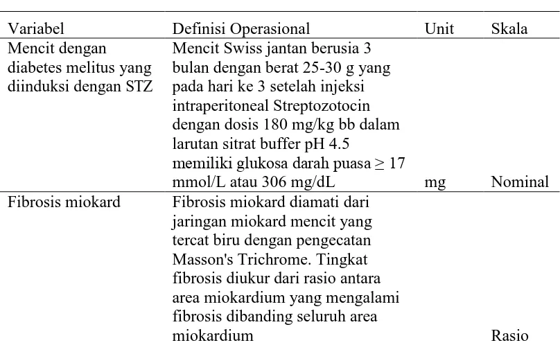 Tabel 2.  Definisi Operasional 