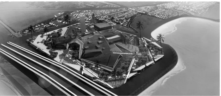 Gambar 1.1. perspektif birdview proyek fasilitas eduwisata sejarah perjuangan kota Surabaya Abstrak—  Fasilitas  Eduwisata  Sejarah  Perjuangan  Kota 