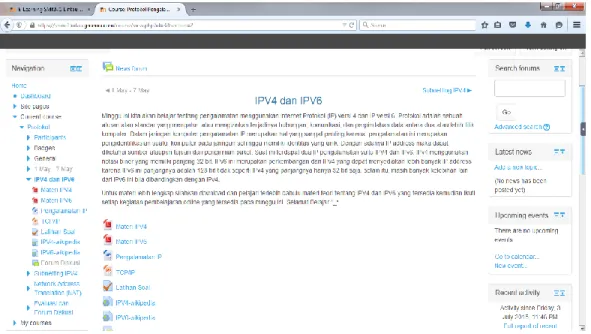 Gambar 4. Tampilan course pada web pembelajaran.  Model  blended  learning  juga  harus  