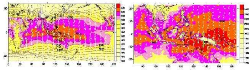 Figure 3.  Variations of geopotential height (m) and estimation air movement 