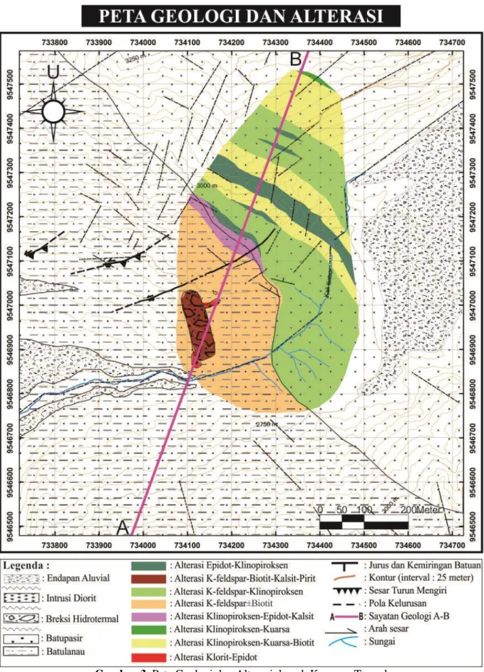 Gambar 3. Peta Geologi dan Alterasi daerah Kasuang Tunnel 