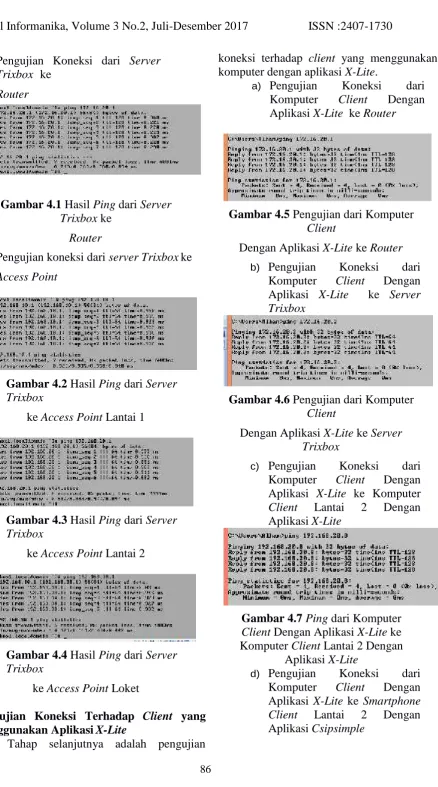 Gambar 4.1 Hasil Ping dari ServerTrixbox ke