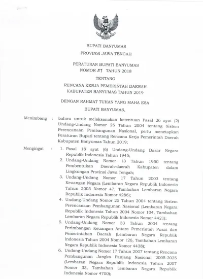 BUPATI BANYUMAS PROVINSI JAWA TENGAH PERATURAN BUPATI BANYUMAS NOMOR 7 ...