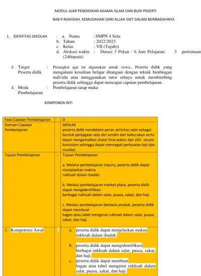 MODUL AJAR PENDIDIKAN AGAMA ISLAM DAN BUDI PEKERTI