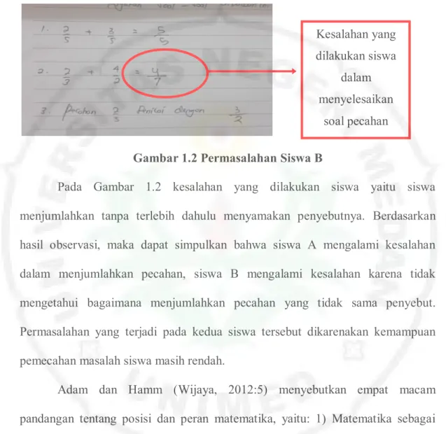 Gambar 1.2 Permasalahan Siswa B 