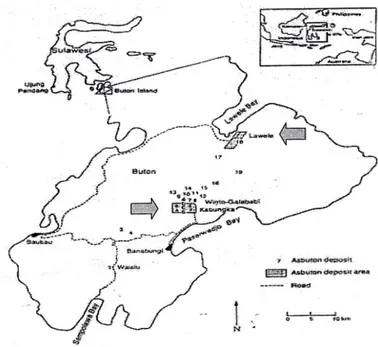 Gambar 1 Peta Lokasi Sebaran Asbuton di Pulau Buton 