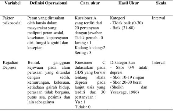 Tabel 3.1  Definisi operasional 