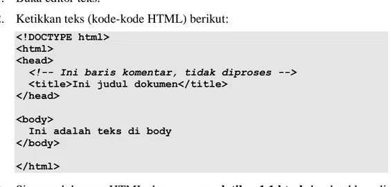 Gambar 1. Struktur Dokumen HTML 