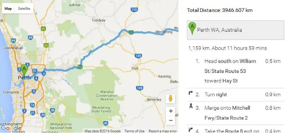 Gambar 1. Contoh petunjuk arah perjalanan yang disediakan Google Map  