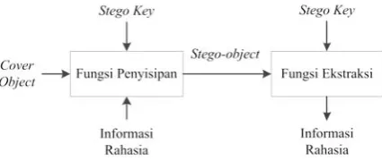 Gambar 4  Proses dalam steganografi (Pfitzmann 1996) 