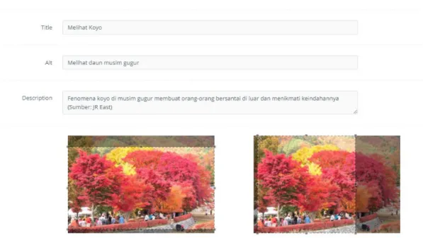 Gambar 3.1 Proses Memasukkan Gambar dan Caption Pada CMS 