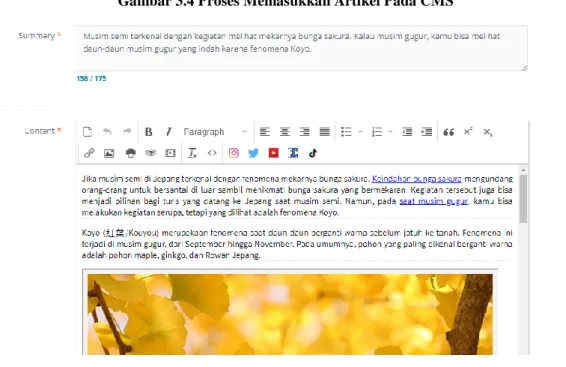 Gambar 3.4 Proses Memasukkan Artikel Pada CMS 
