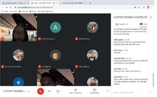 Gambar 3.5 Screen Capture Kelas Online dengan Para Streamer - Content Training 