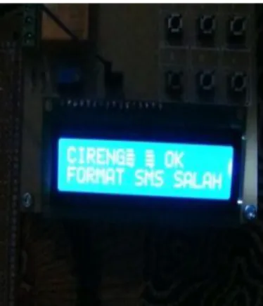 Gambar 9. Tampilan LCD Format SMS Salah 
