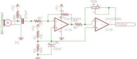 Gambar 2.2. Rangkaian Mic Condensor Pre Amp 