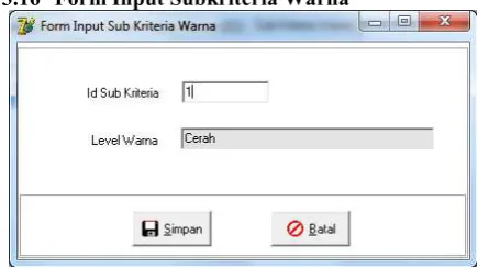 Gambar 16 Form Input Subkriteria Warna 