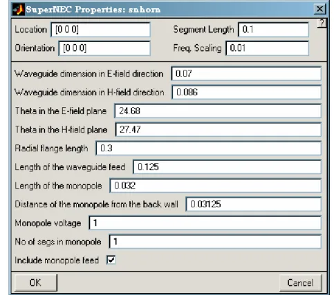 Gambar 3.3 Memasukan Parameter Rancangan pada Software SuperNec