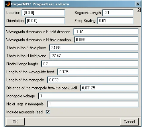 Gambar 3.3 Memasukan Parameter Rancangan pada Software SuperNec