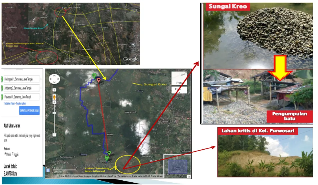 Gambar 4. Lokasi penambangan liar dan lahan kritis di Kel. purwosari 