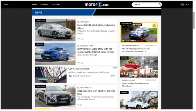 Gambar  3.7  menunjukkan  salah  satu  website  yang  menjadi  sumber  bahan  penulis  saat  menulis  konten  artikel  yakni  Motor1.com