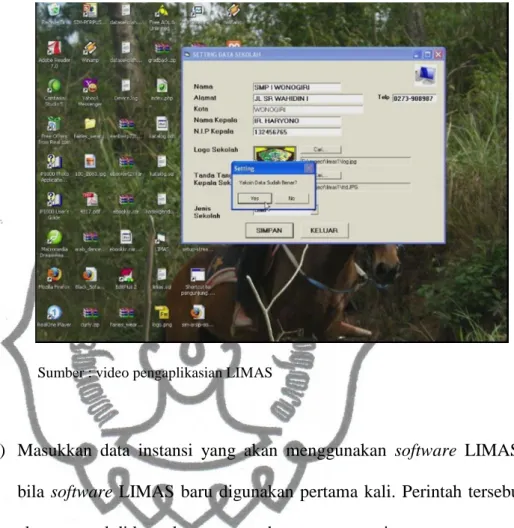 Gambar 3 pemasukan data instansi yang menggunakan software LIMAS 