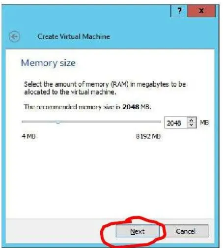 Gambar 3. Pengaturan Memory untuk Virtual Machine 