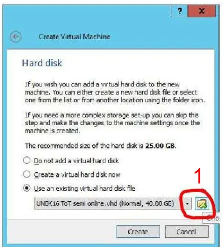 Gambar 4. Pengaturan Hard Disk di Virtual Machine 