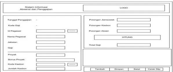 Gambar 4.8 Rancangan Tampilan Form penggajian 