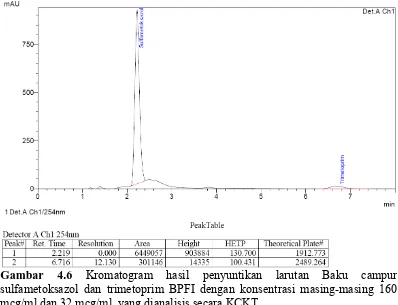 Gambar sulfametoksazol dan trimetoprim BPFI dengan konsentrasi masing-masing 160 