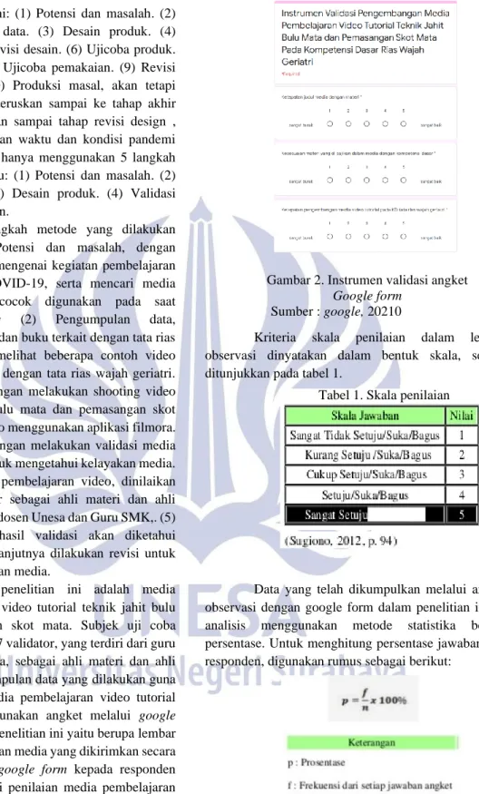 Gambar 2. Instrumen validasi angket  Google form 