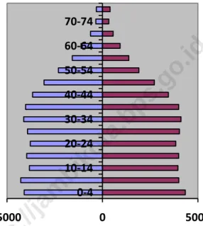 Grafik 3.1 Piramida Penduduk Paal merah Menurut Kelompok Umur 2018  Graph 3.1 Population Pyramid of Paal merah by Age Groups 2018 