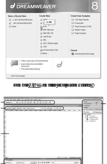 Gambar 1.11    Tampilan awal  Dreamweaver 8