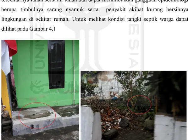 Gambar 4.1 Kondisi tangki septik di luar rumah yang jauh dari bantaran  sungai 