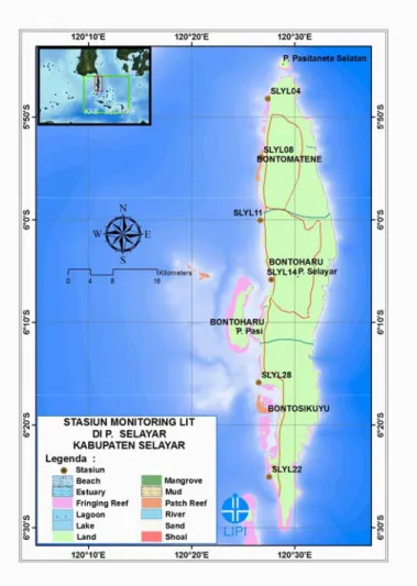 Gambar 2.  Peta stasiun transek permanen di perairan pantai barat 