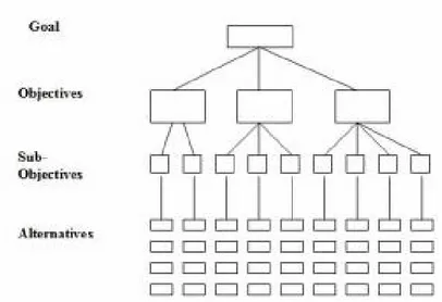 Gambar 1.  Struktur Heirarcy AHP  Sumber : Iwan Rijayana (2012) 