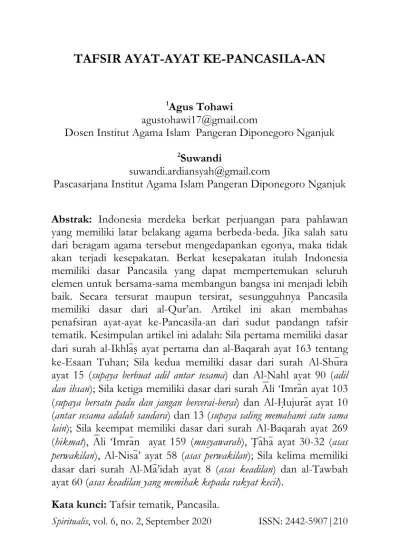 TAFSIR AYAT-AYAT KE-PANCASILA-AN