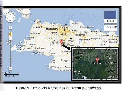 Gambar1  Denah lokasi penelitian di Kampung Sinarwangi. 