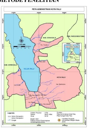 Gambar 1. Peta Administrasi Berdasarkan  Kecamatan di Kota Palu  Sumber : Hasil Analisis Perhitungan, 2015 