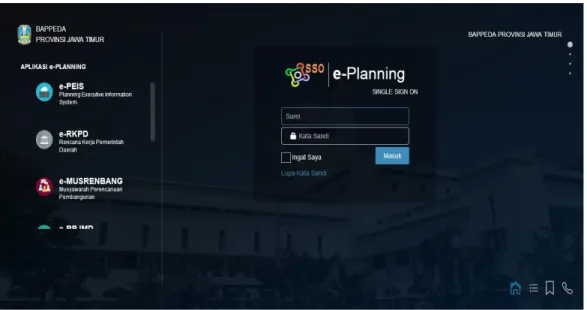 Gambar 2. Beranda e-Planning Jatim B. Beranda e-Planning
