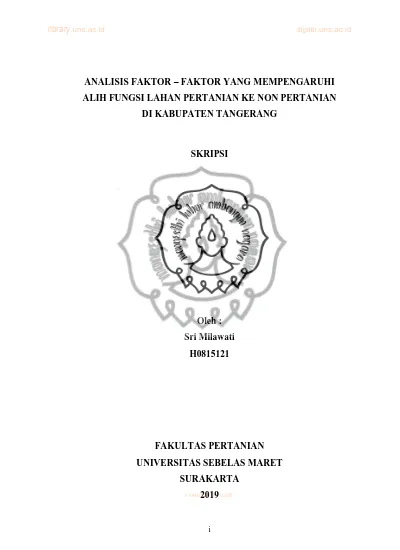 ANALISIS FAKTOR FAKTOR YANG MEMPENGARUHI ALIH FUNGSI LAHAN PERTANIAN KE ...