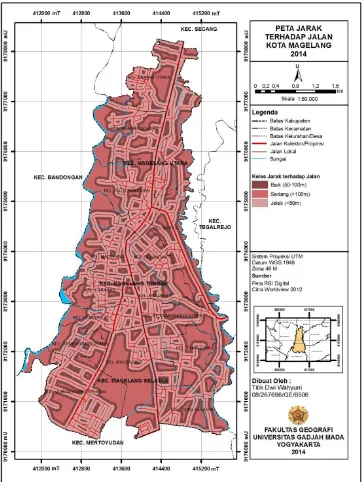 Gambar 1. Peta Jarak terhadap Jalan Kota Magelang Skala 1 : 60.000 