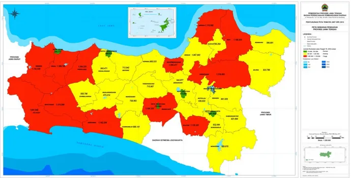 Gambar 2.6. Peta Jumlah Penduduk Kabupaten/Kota   di Provinsi Jawa Tengah Tahun 2012 
