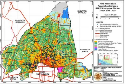 Gambar 3.2. Peta Kesesuaian Perumahan terhadap RTRW Kabupaten Sleman Tahun 2011 - 2031 