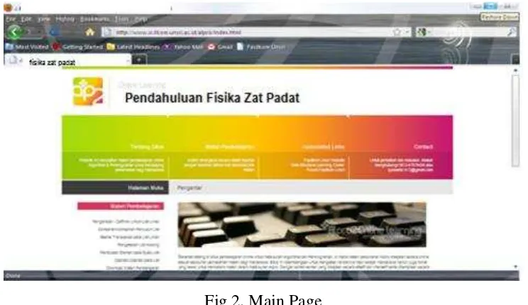Fig 2. Main Page  