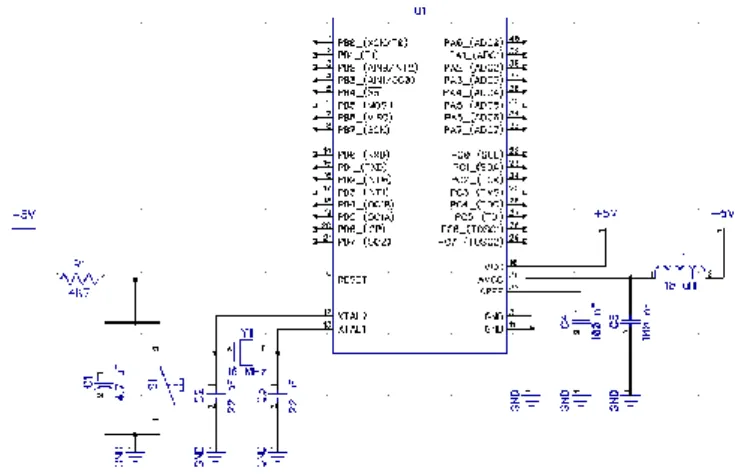 Gambar 4.3 Rangkaian Sistem Minimum Mikrokontroler ATMega16 